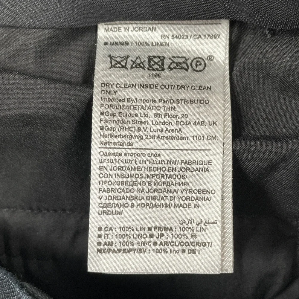 Banana Republic Pants Women 2 Black Linen Wide Leg Pleated Trousers Career
